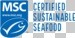 MSC portrait ecolabel lockup with "Certified sustainable seafood"