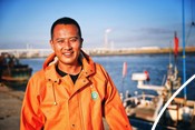 Fisherman from The Yalu Estuary Manila clam fishery