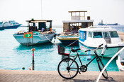 Boats at harbour maldives bike