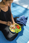 Salmon Niçoise Salad with person - Seafood Recipe - Lifestyle Photography