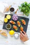 Smoked Salmon Crostini - Seafood Recipe - Lifestyle Photography