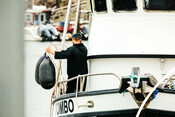 Docking the FV Tombo Albacore Fishing Boat in Westport Washington - AAFA fishery
