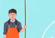 Fisherman with a fishing pole illustration